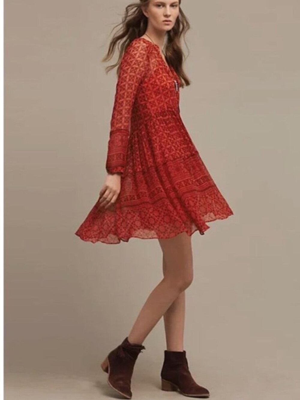 Anthropologie Maeve Canna Swing Dress Red w/removable slip Size 0 EUC - Picture 16 of 16